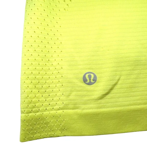 Lululemon Swiftly Tech Crew Neck Top Women's 8 Fluorescent‎ Yellow STAINED - Image 4