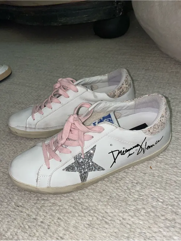 Golden Goose Super-Star Sneakers in white and pink - Image 3