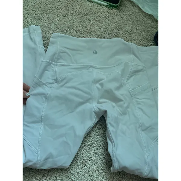 White High Waisted Leggings Lululemon Pockets Athletic Yoga Pants Gym Tights 4 - Image 4
