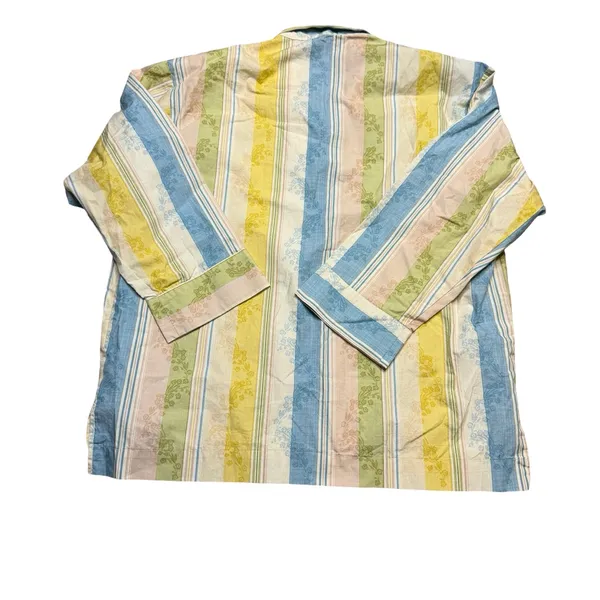 ✨😴 Parterre Striped‎ Floral Pajama Top XS Oversized Cotton Sleep Shirt 😴✨ - Image 5