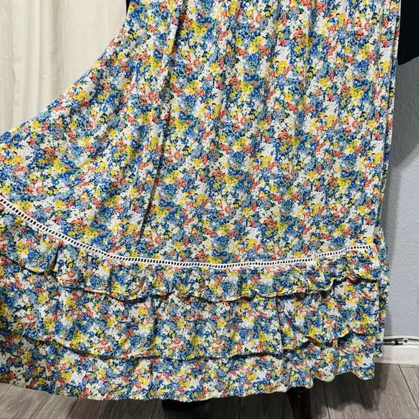 Cynthia Rowley Vintage‎ Floral Cottagecore Bohemian Layered High Waist Skirt M - Image 5