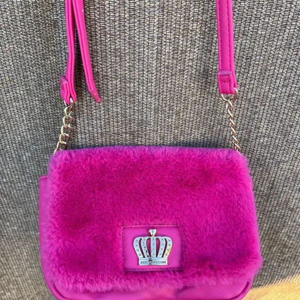 Juicy Couture Vibrant Pink Crossbody Bag Faux Fur Y2K Style - Image 5