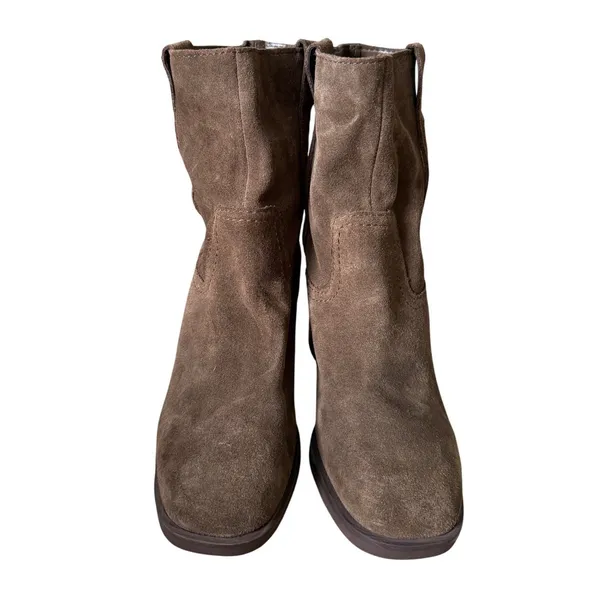 Steve Madden Romney Brown Suede Western Ankle Boots Square Toe Block Heel 6 - Image 4