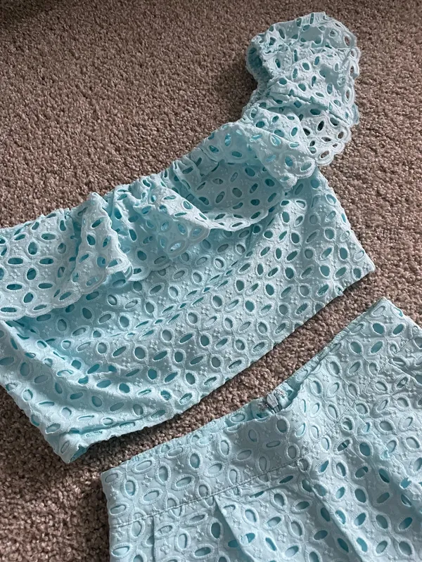 These Three Boutique Aqua Eyelet Set - Image 3