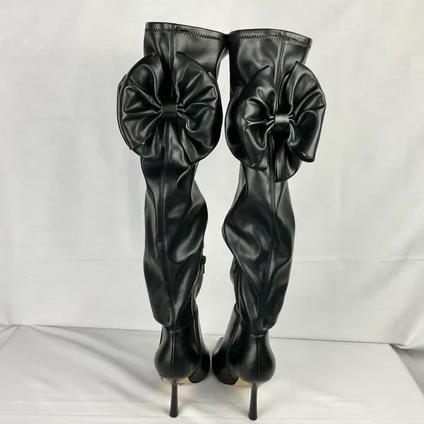 Gianni Bini Delilah Black Boots Sz 6 Bow Back Stretch Over-the-Knee New - Image 6