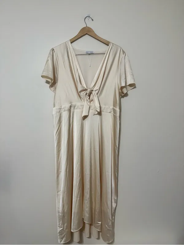 Baltic Born Poppy Satin Midi Dress in Champagne - Image 2