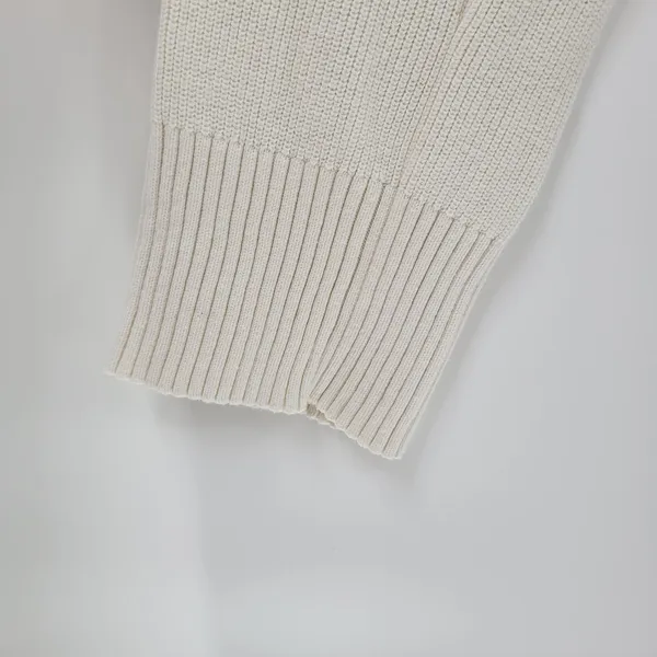 T by Talbots Womens Sweater Large Ivory Drawstring Cowlneck Waffle Knit Pullover - Image 6