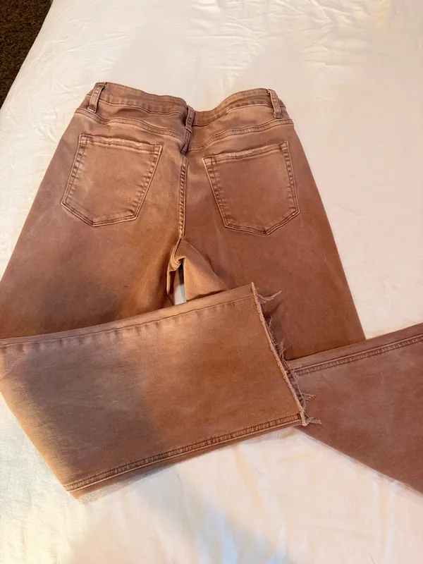 Vervet Blue High Rise Straight Leg Raw Hem Jeans Taupe Brown Size 29 - Image 2