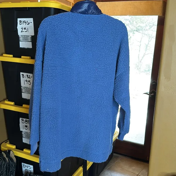 NWT Aerie Dream Sherpa Quarter Zip Pullover Marbled Blue XL Oversized Cozy - Image 14