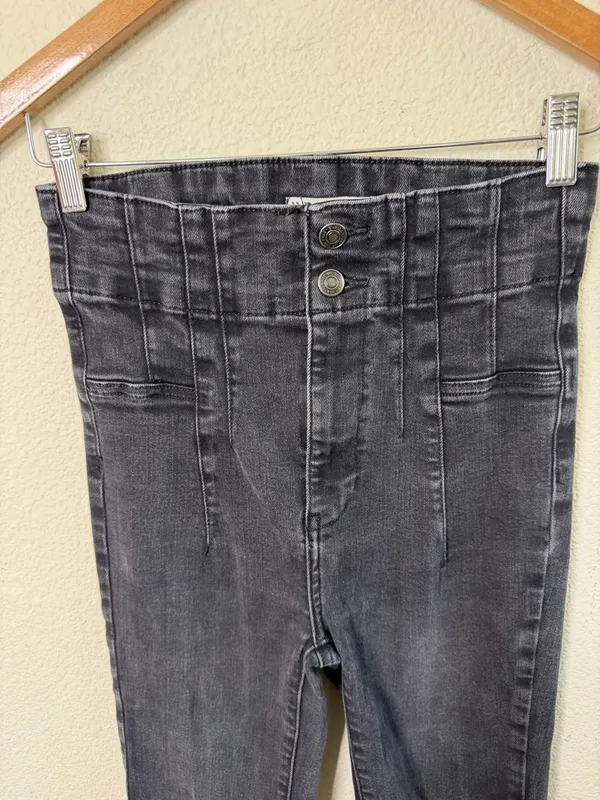 Free People We the Free Jayde Flare Jeans Charcoal Black Womens Size 27 - Image 3