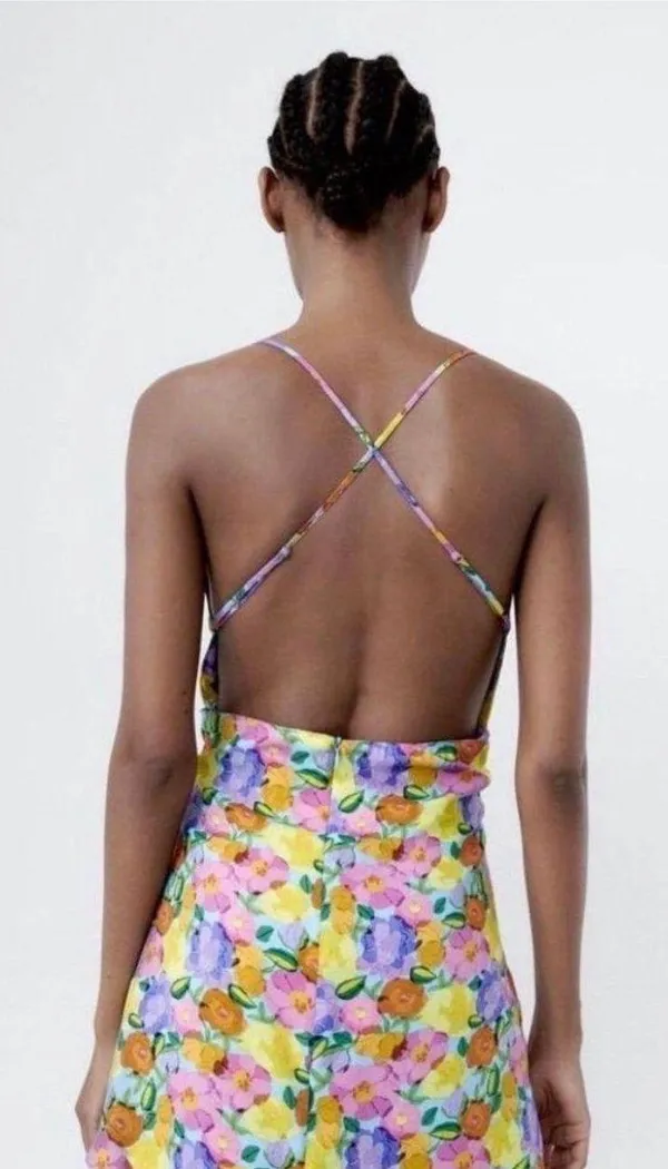 Zara Floral Mini Dress With Shorts Attached - Image 2