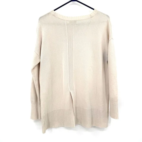 Vineyard Vines Size Medium Pullover Sweater Cashmere Blend Cream‎ Knit Flawed - Image 2