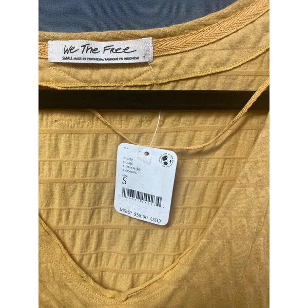Free People Women's Small Robin Yellow Cube Layer Top Bloluse $58 NWT (b31) - Image 3