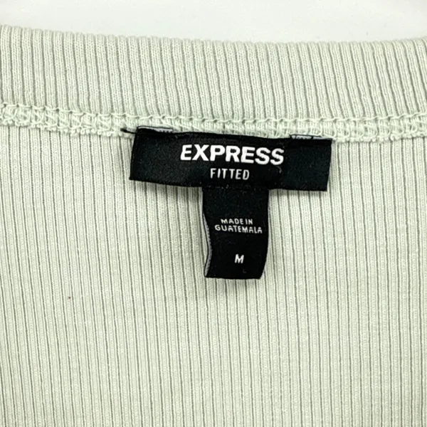 Express Ribbed Bodysuit Medium Mint Green Knit Ruffle Cap Sleeve‎ V Neck Top - Image 6