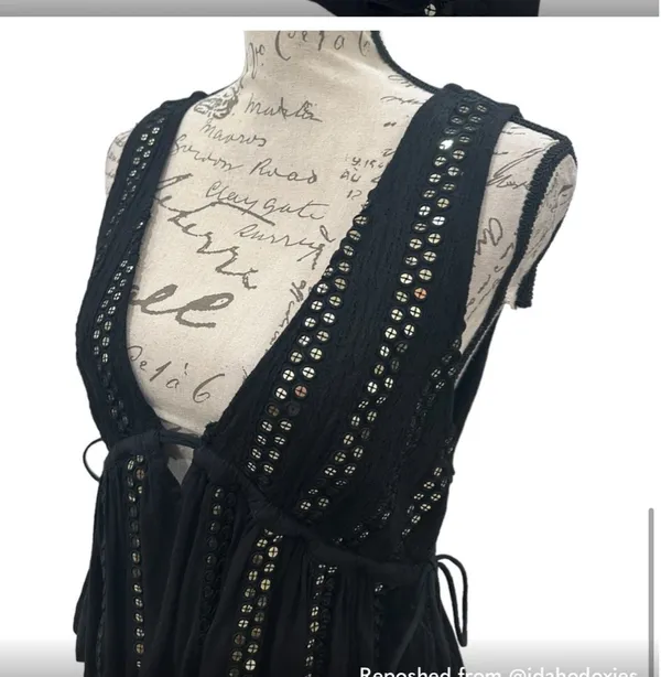 Anthropologie Black Sequin Embellished Top - Image 6