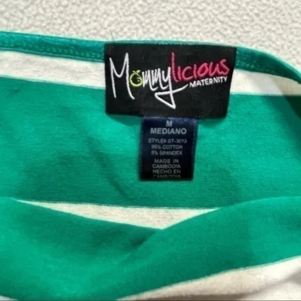 Striped Tank Top Spaghetti Straps Stripes Green White Size Medium Maternity - Image 4
