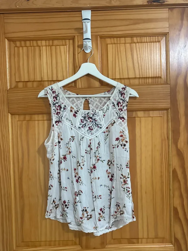 Nordstrom Mason Belle Size Large White Floral Tank Top - Image 3