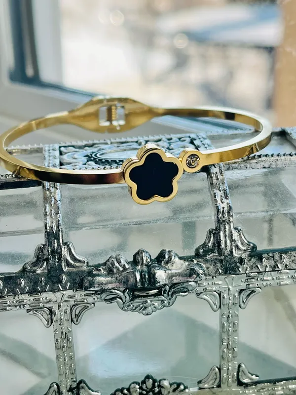 Anthropologie 18K Clover Bangle - Image 2