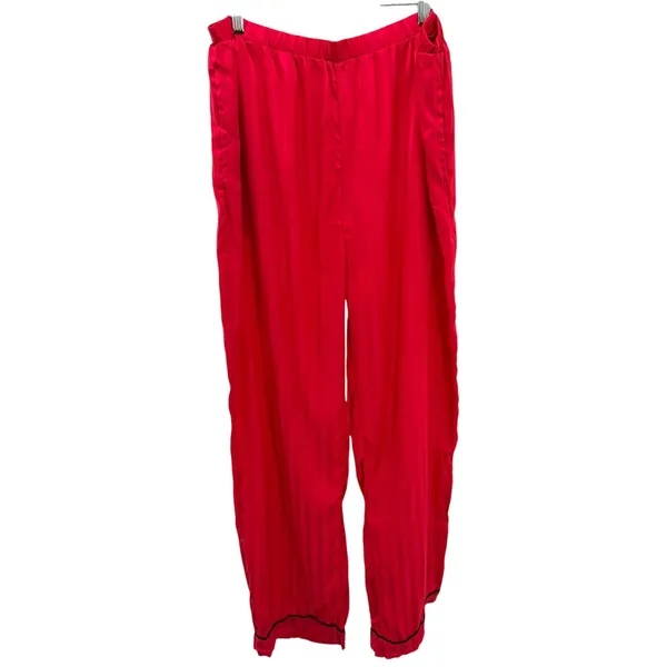 House of Harlow 1960 Red Satin Shadow Stripe Pajama Set Large Button Down Pants - Image 8