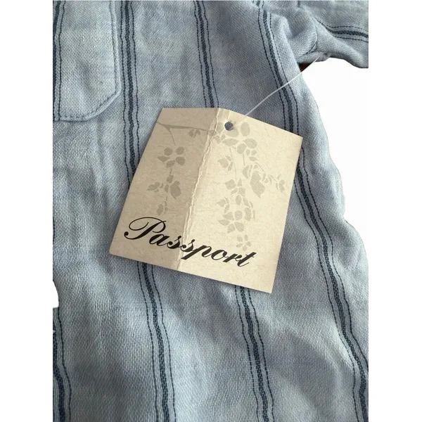 Passport Pajama Set 100% Cotton Gauze Womens Large Blue Long Sleeve Pants #O3-3 - Image 10