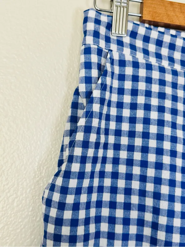 Sonderhaus Perfect Pants Blue & White Gingham Relaxed Fit Cotton Pants Size XS - Image 10