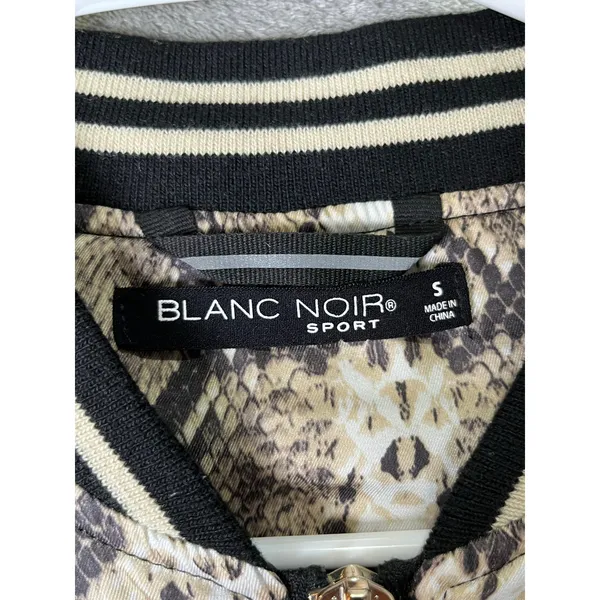 Blanc Noir Sport Python Print‎ Bomber Jacket Women's Small Zip Front Snake Print Brown - Image 5
