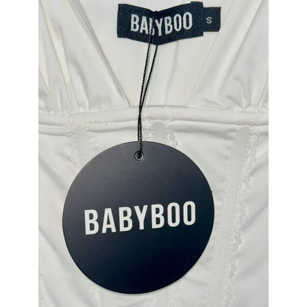 NWT Babyboo Sela Ivory Lace Up Corset Fit & Flare Mini Dress Womens Size S Small - Image 13