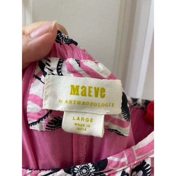 Anthropologie x Maeve Tiered Printed Mini Dress large EMBROIDERED SQUIGGLE - Image 7