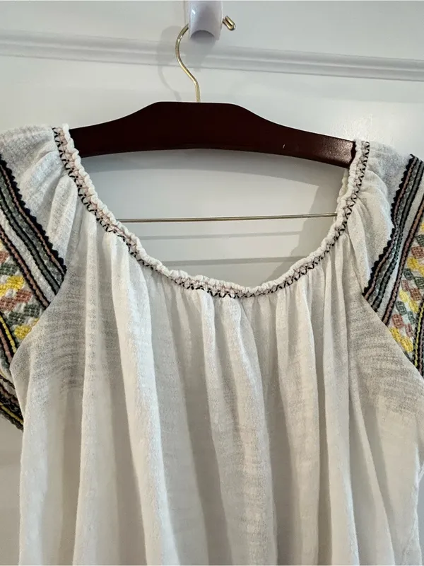 Lucky Brand Embroidered Peasant Top White Size 1X - Image 9