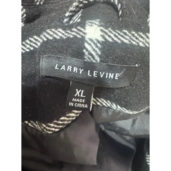 Larry Levine Womens Black White Windowpane Plaid Peacoat Double Breasted XL Coat - Image 5
