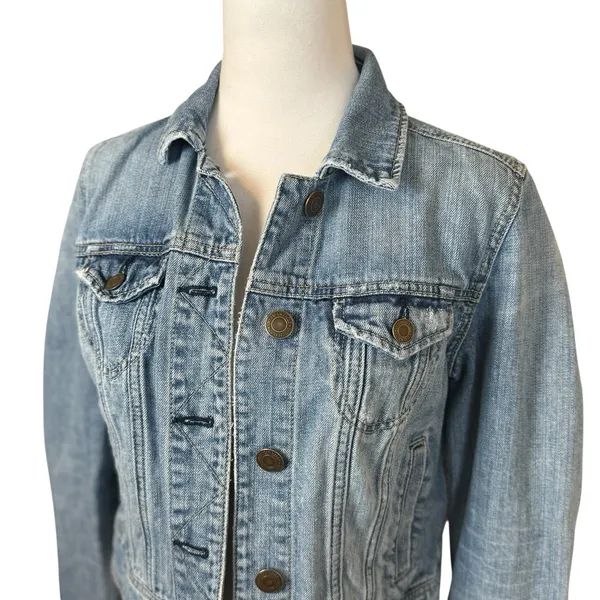 American Eagle Y2K Womens Size M Denim Button Front Cropped Jacket Casual 90s - Image 2