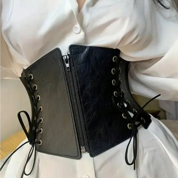 Black Goth Gothic Grunge Emo Alternative Punk Corset Belt - Image 2