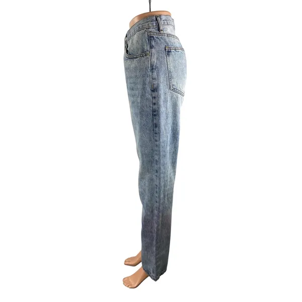 Princess Polly Women's Blue High Waisted Straight Leg Baggy Denim Jeans Size 2 - Image 3
