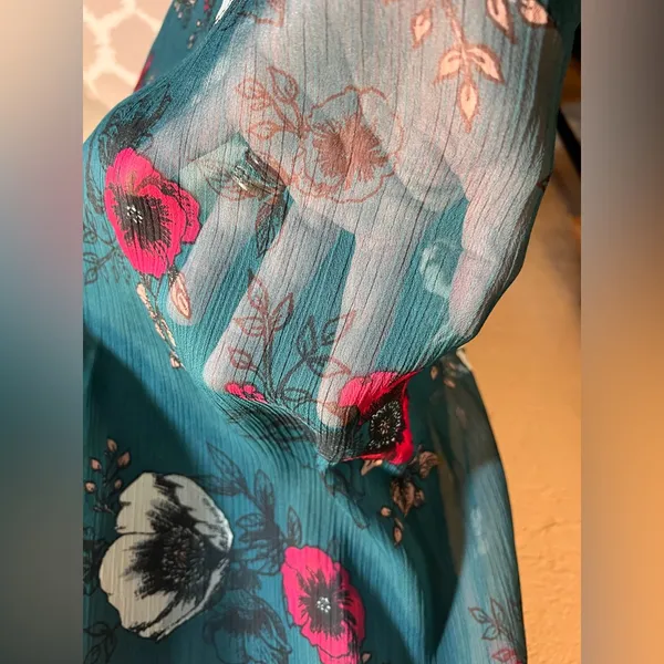 Mudd Floral Teal Spaghetti Strap Tank mini dress XL - Image 3