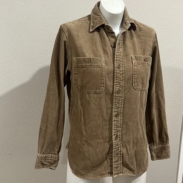 Uniqlo tan corduroy button up shirt - Image 3