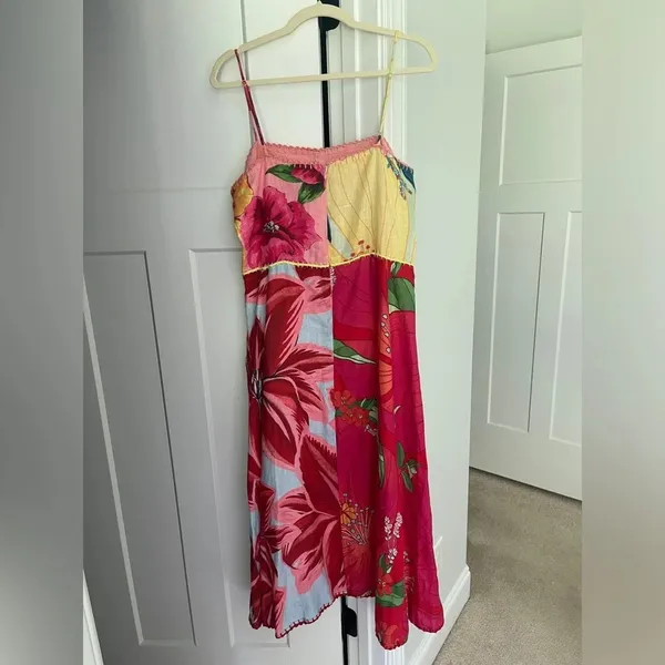 NWT Farm Rio Mixed Garden Dress Floral‎ Patch Linen Midi - Image 6