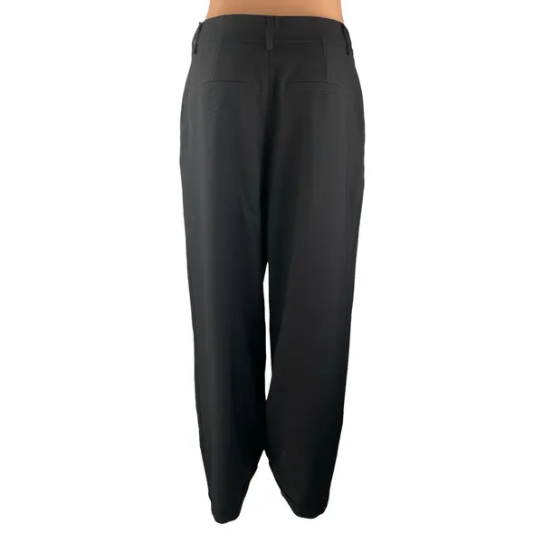 Commense Women's Black High Rise Pleated Loose Straight Trousers Pants Size M - Image 2