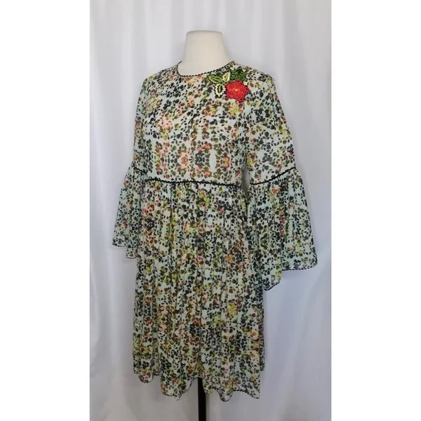 Anthropologie BHANUNI by JYOTI Libra Embroidered Tunic Dress Floral Size 2 - Image 6