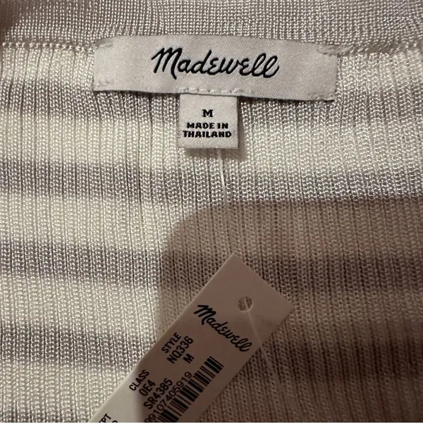 Madewell Micro-Rib Short Sleeve Striped Sweater Tee in‎ Monument Sz M NEW - Image 5
