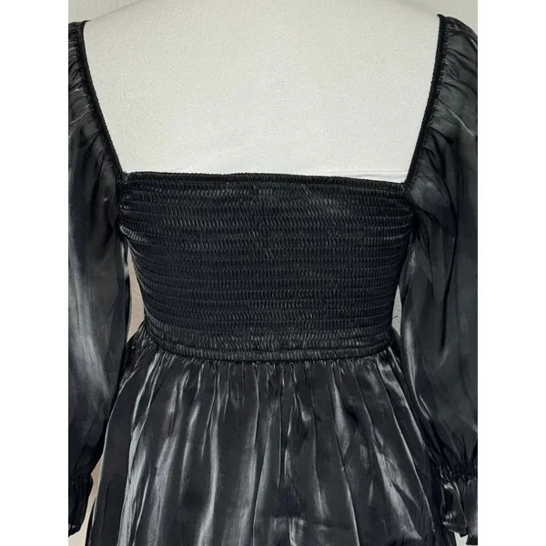 Thirty Thirty Black Baby Doll Mini‎ Dress Sheer Sleeves Sz XL LBD Whimsy Goth - Image 6