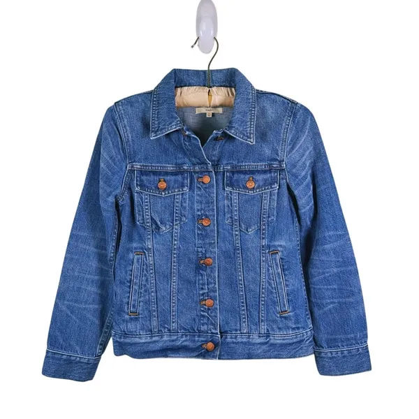 Madewell Womens Denim Trucker Jacket Small Blue Button Front Casual Fall Country - Image 2