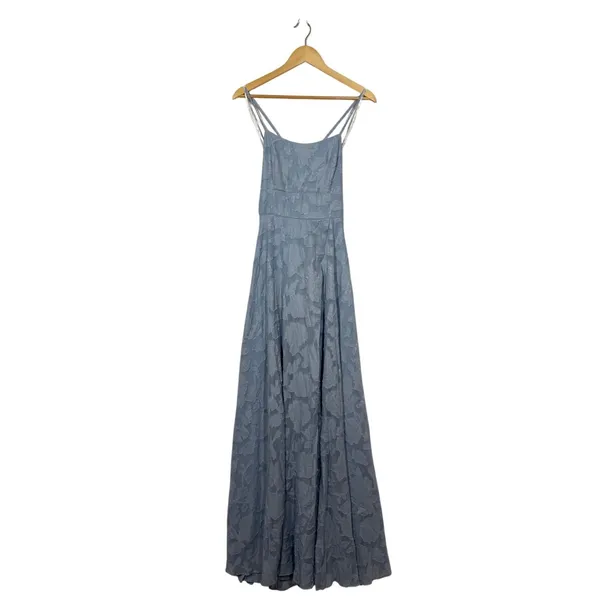 Lulus Let There Be Romance Maxi Dress Womens Medium Slate Blue Floral NWT FLAWED - Image 4