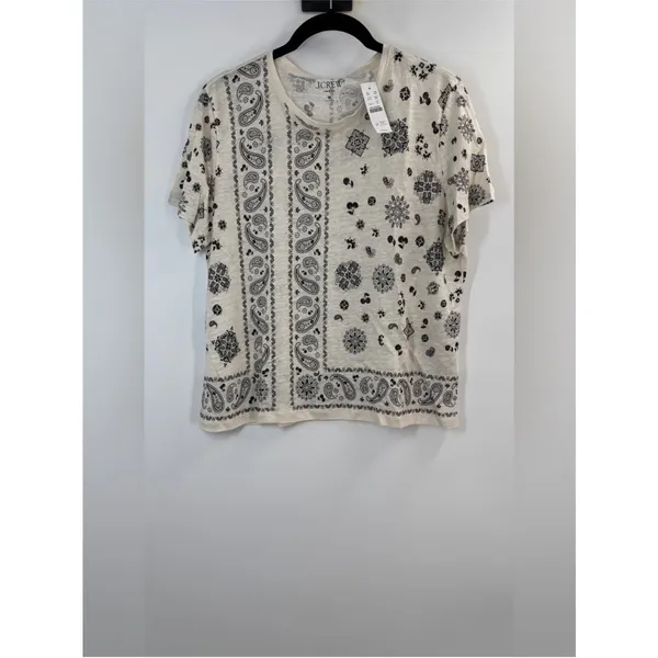J.Crew New relaxed linen T-shirt in bandana print - Image 4