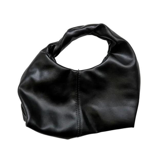 Commense Faux Black Leather Leather Handbag with Twisted Top Handle Mini Bag - Image 6