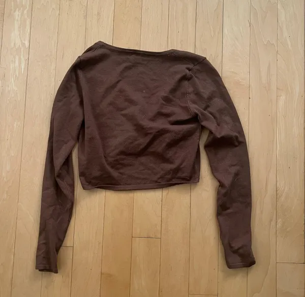 Princess Polly brown long sleeve crop top - Image 2