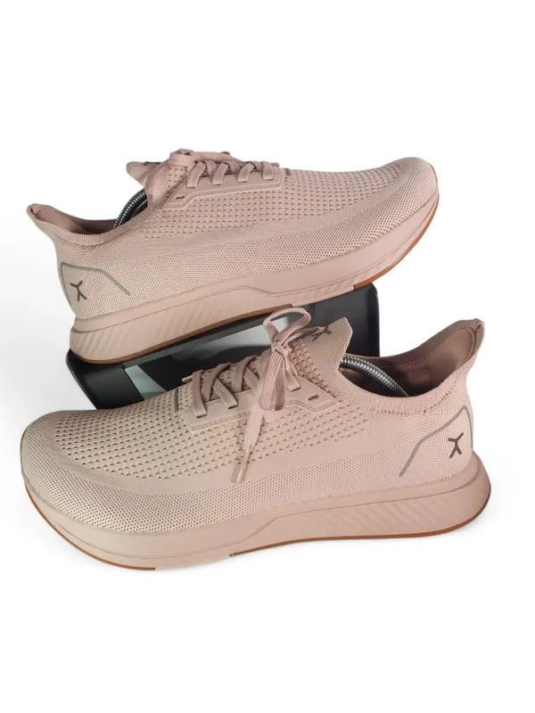 Flax Women’s Pink Knit Lace-Up Athletic Sneakers - Image 2