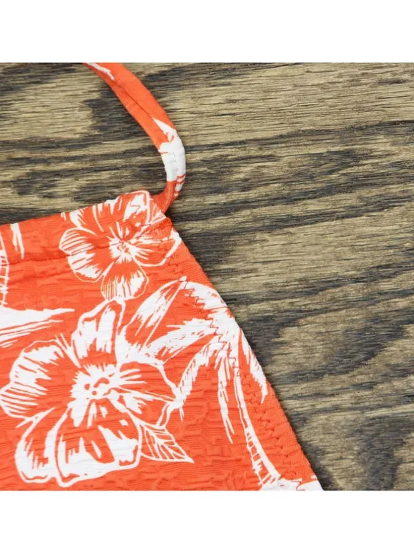NWT Roxy Double Strap Triangle Bikini Top 434002092 Red Orange Palm M - Image 8