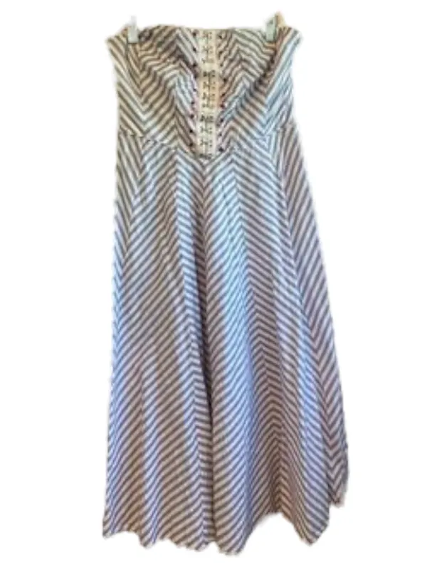 Anthropologie Maeve Strapless A-Line Midi Dress Chevron Coastal Nautical Boho - Image 5