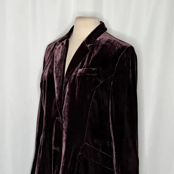 SUNDANCE Purple Silk Velvet Sofia Boyfriend Blazer Jacket Two Button Solid 10 - Image 5