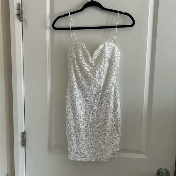 Nookie Confetti Sequin Mini White Bodycon Dress - Image 7